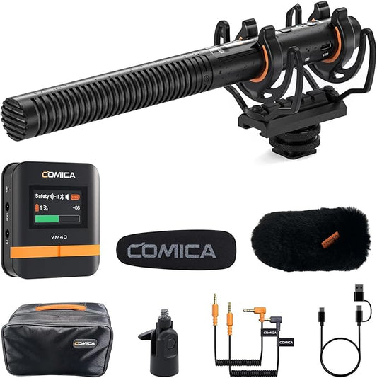 COMICA VM40 Shotgun Microphone – 48kHz/32-bit Float Recording, Wired & Wireless Modes, 32GB Onboard Storage – Compatible with Canon, Nikon, Sony Cameras & Camcorders for YouTube, Interviews & Filming