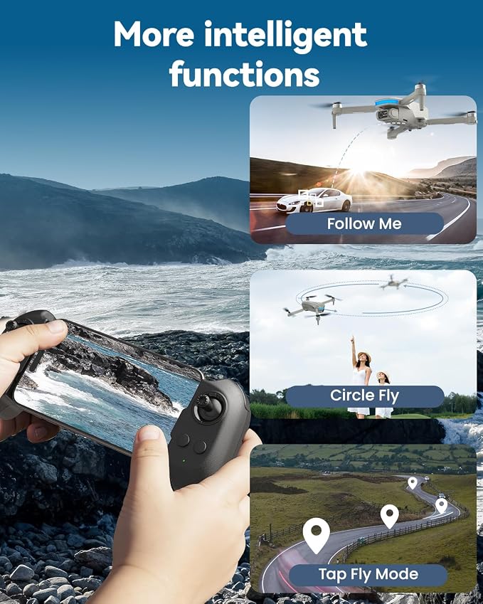 SIMREX GPS Drone with Camera for Adults 4K, Brushless Motor Drones for Beginners ,5G WiFi FPV Foldable, Auto Return , Optical Flow & Altitude Hold,Gesture Control,Follow Me, Waypoint Flight, Toys Gifts for Teen Boys (Gray)