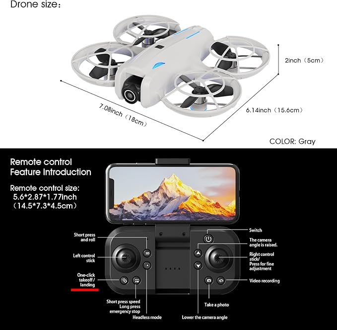 drone with Camera for Adult Beginners,RC Quadcopter featuring Altitude Hold, One-Key Takeoff/Landing, Auto Follow,3-Speed Adjustment,Stunt Roll -Ideal Holiday Gift.