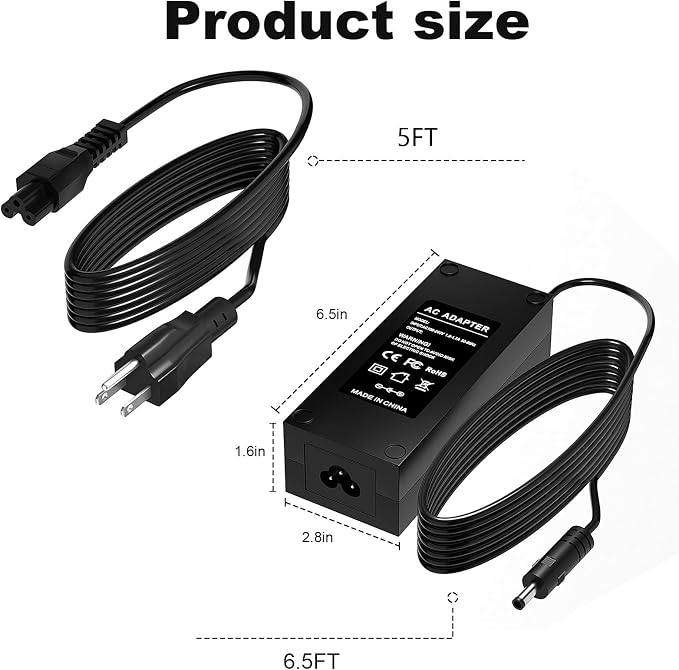 19V Charger/for Lifestyle Rhythm Healthcare P2, E6, E7, P2E6, P2E7, BA-P200, and BA-P201 Portable Oxygen concentrators; P2ACA-1, P2DCA-1, EDAC ED1010C, and EM11012E AC/DC Adapter Power Cords