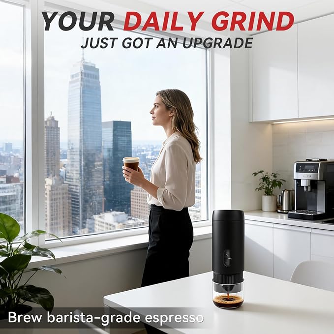 Portable Electric Espresso Machine, Coffee Espresso Maker for Travel with USB-C, Battery Powered 1800mAh, for Ground Coffee & NS Capsule, for Office,Gifts for Men, RV, Hiking