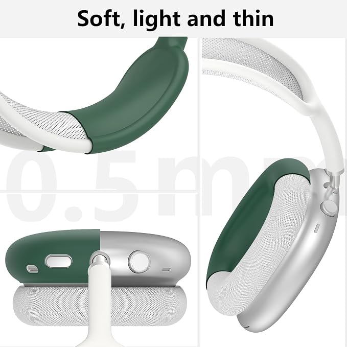 Silicone Case Cover for AirPods Max Headphones, Ear Pad Case Cover/Ear Cups Cover/Headband Cover for AirPods Max 2/1 (2026/2024/2020)(USB-C/Lightning), Accessories for Apple AirPods Max 2, Dark Green