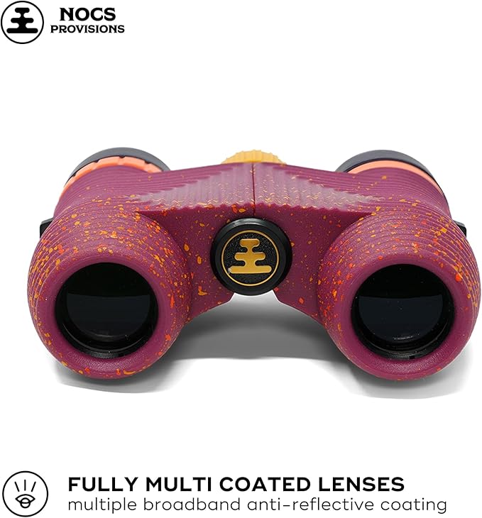 Nocs Provisions Standard Issue 8x25 Waterproof Binoculars, 8X Magnification, Bak4 Prism, Wide View Multi-Coated Lenses for Bird Watching, Hiking & Backpacking - Golden Hour Pink LTD