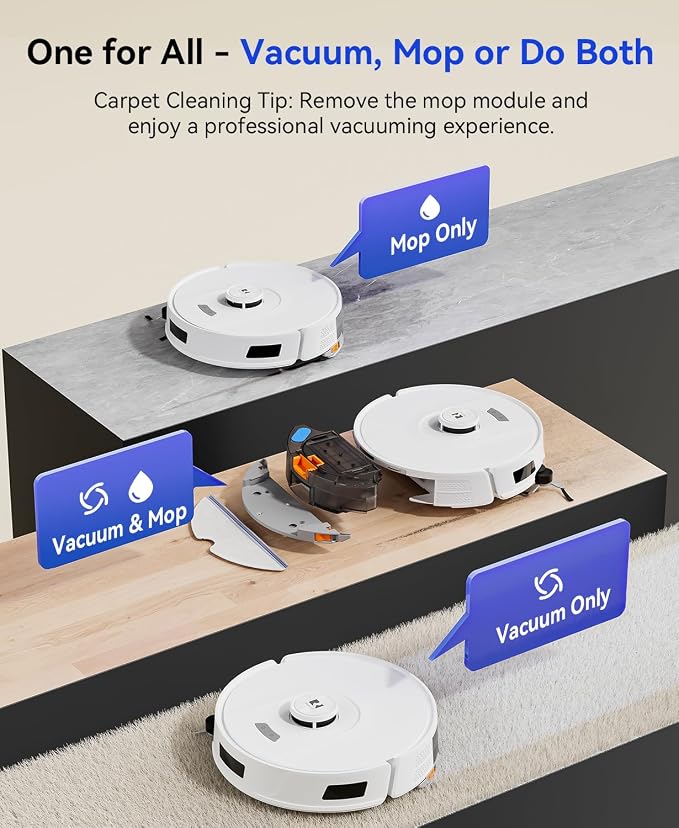 Robot Vacuum and Mop 20,000Pa Robot Vacuum Cleaner,120Day Self Emptying Vacuum Robot,Lidar Navigation,5G/2.4GWiFi APP Aspirateur Robot,Self-Charging Robot Vacuums for Pet,Floor,Carpet R11White