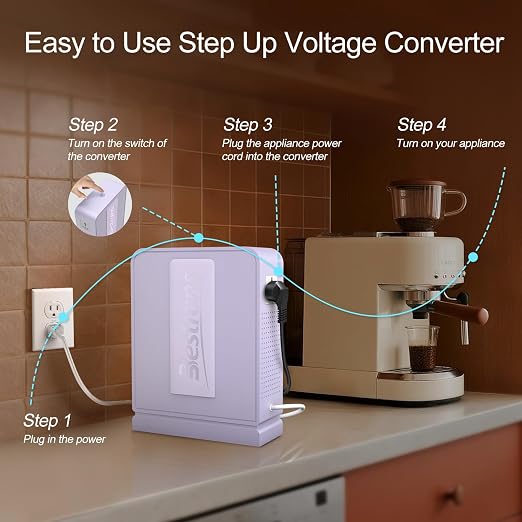 2000W Step Up Transformer 110v to 220v Converter, Heavy Duty Voltage Converter 110v-120v to 220v-240v with Dual Outlets, Overload Protection & Ultra-Quiet for Home Appliances,Light Purple