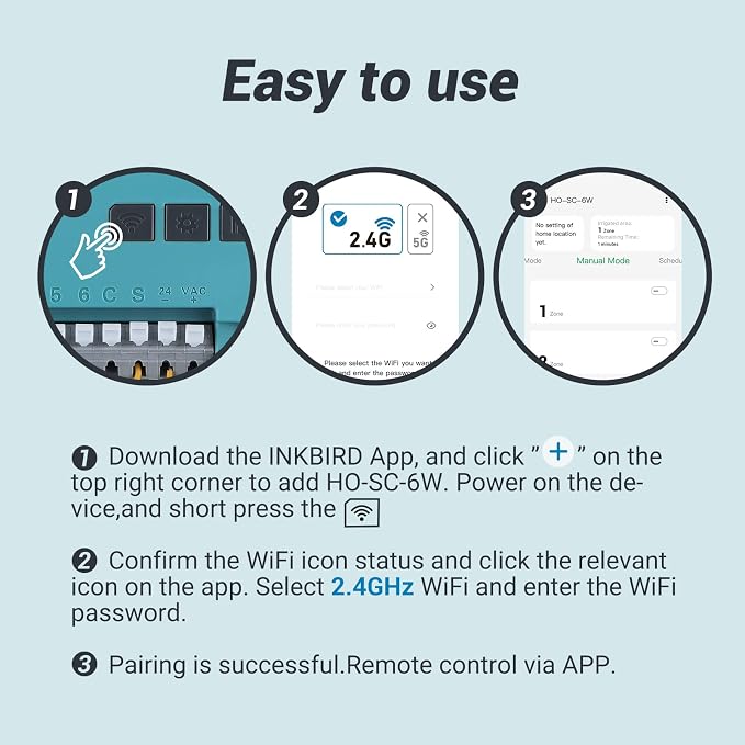 Smart Sprinkelr Controller 6 Zone, WiFi Indoor Irrigation Controller, Free APP, Supports Rain Sensor, Seasonal Adjustment, Automatic/ Manual Watering (HO-SC-6W)