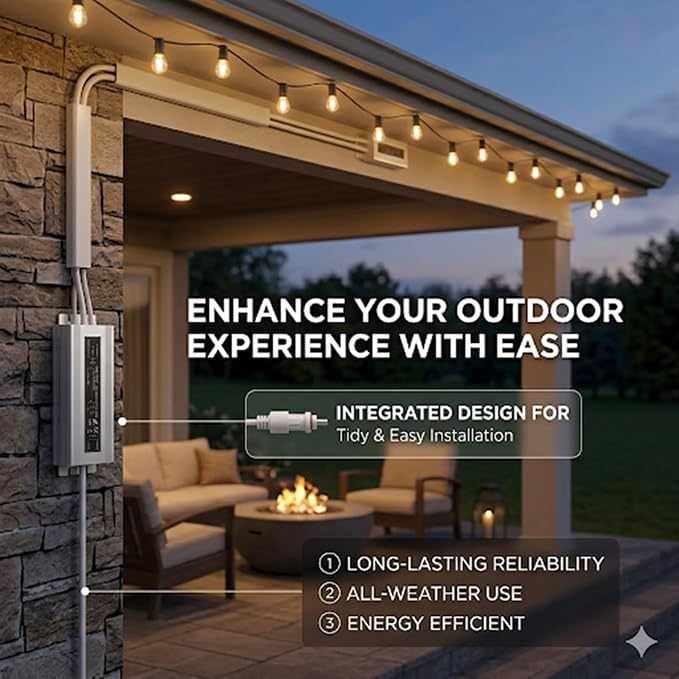 36V Waterproof Power Adapter for Govee Permanent Outdoor Lights - Compatible with H705D, H705E, H705F, H706A, H706B, H706C Models (White) Reliable Replacement Charging Cable