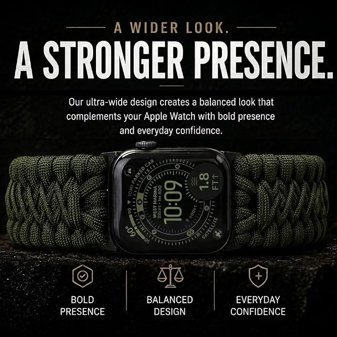 Tefeca Titan Series Paracord Band Compatible with Apple Watch Ultra 2/49mm, Series 10/46mm, 9/8/7/45mm, SE2/SE/6/5/4/44mm, and 3/2/1/42mm