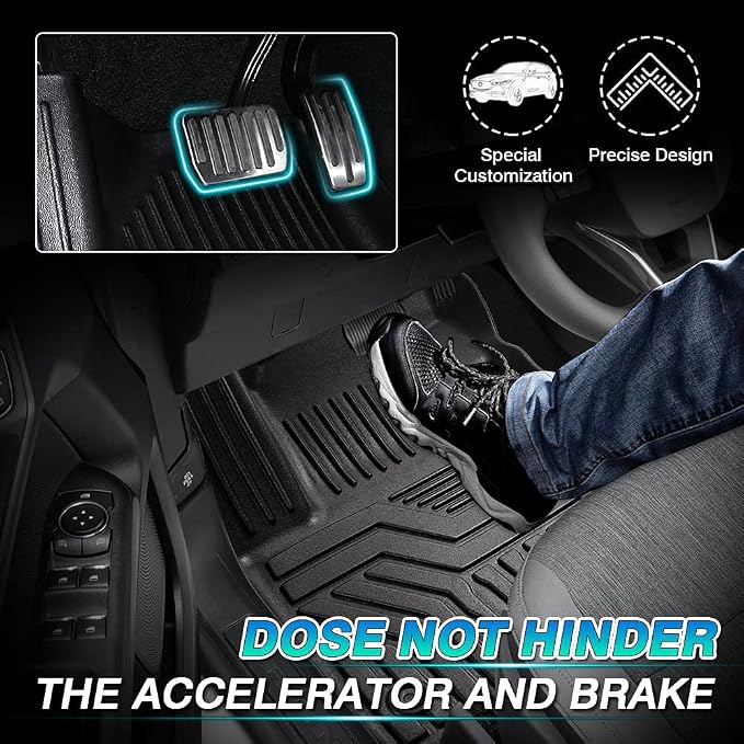 T TGBROS Floor Mats for Ford Bronco Sport 2021–2026 All-Weather Black Car Floor Liners Custom Fit 2 Rows Full Set Durable & Easy to Clean