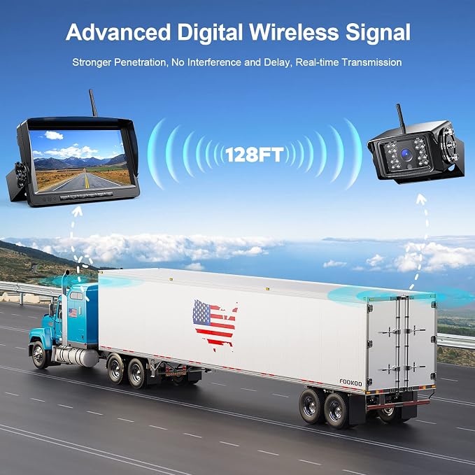 Fookoo HD 1080P 9" Wireless Backup Camera System, 9-inch Split Screen Monitor w/Recording, Supports 4 Cameras, IP69 Waterproof Rear View Camera Parking Lines for RV/Trailer/Truck/Camper(DW901)