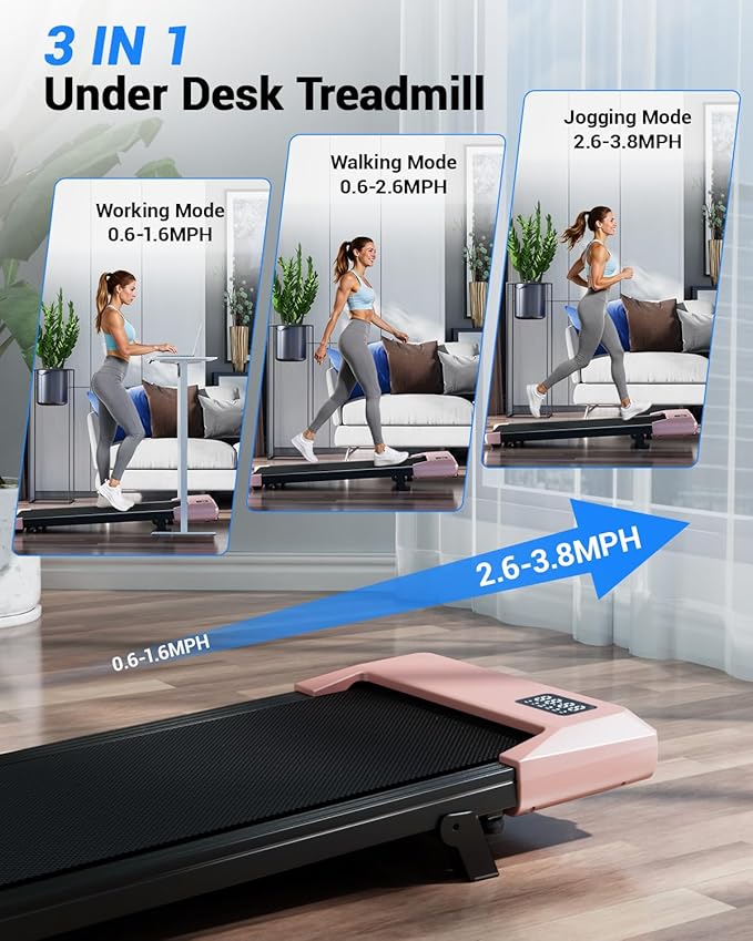 Superun Walking Pad with 6% Incline, Under Desk Treadmill for Home Office, 3 in 1 Portable Walking pad Treadmill with Remote Control, 2.5HP Quiet Mini Treadmills, 300 lbs Capacity