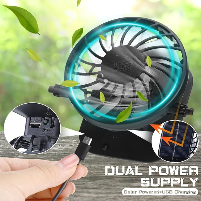 Berlune Sun Hat with 2 Solar Fan Wide Brim Fishing Bucket Hat USB & Solar for Men Women UPF 50+ Cooling for Fishing Beach