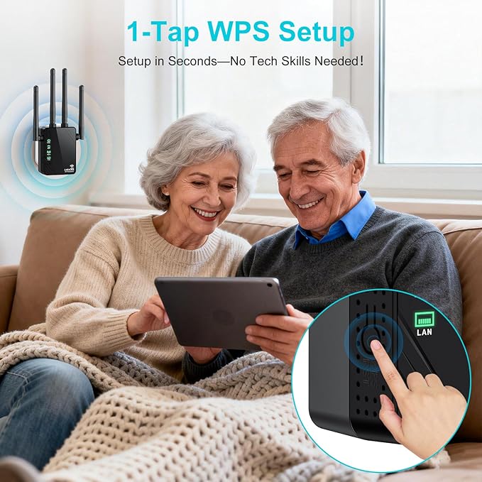 WiFi Extender Signal Booster for Home, Dual Band 1200Mbps Internet Extender WiFi Booster Up to 12888 Sq.ft Coverage and 105 Devices, WiFi Repeater with Ethernet Port, Easy Setup