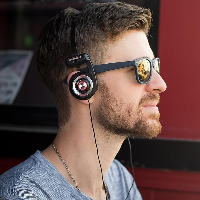 Koss Porta Pro Black On-Ear Headphones, Retro Style, Collapsible Design, Case Included, Black