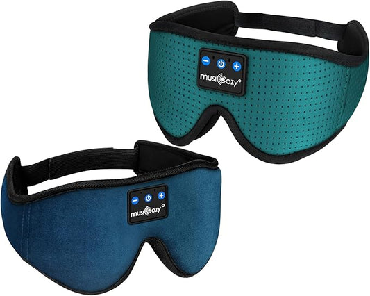MUSICOZY Sleep Headphones Breathable Bluetooth Headband 3D Sleeping Headphones, Wireless Music Eye Mask Sleep Earbuds for Side Sleepers Women Men Office Air Travel Cool Tech Gadgets Gifts, Pack of 2
