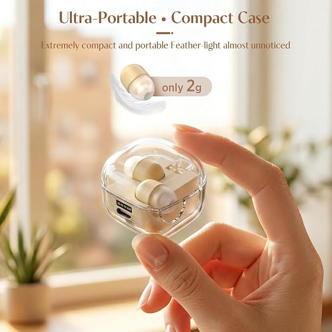 Xmenha Mini Invisible Small Earbuds Wireless Bluetooth for Small Ears Low Profile Tiny Discreet Smallest Hidden Earbuds for Work Invisible Ear Buds Headphones Lavender