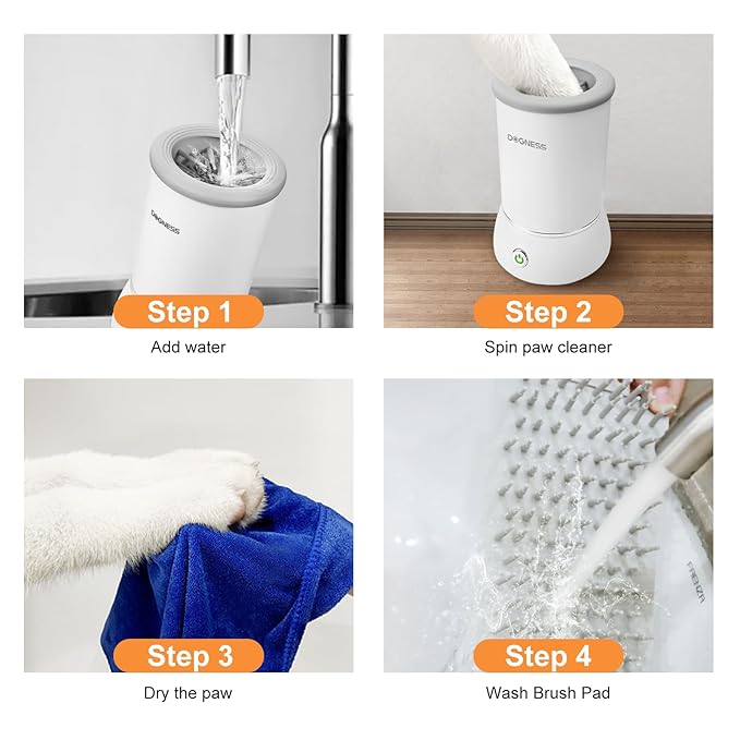 DOGNESS W01 Automatic Dog Paw Cleaner for Small to Medium Dogs (White) | Original Design | Premium Thick Materials | Rechargeable