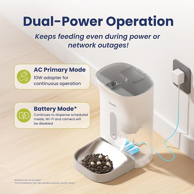 PawsPik Automatic Cat & Dog Feeder with 2K HD Camera, NutriWatch Smart Cat Food Dispenser with App Control, Portion Scheduling, Night Vision, Voice Recording & Battery Backup – 19-Cup