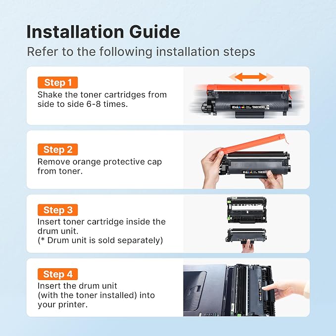 E-Z Ink Compatible TN830XL Toner Cartridge Replacement for Brother TN830XL TN830 TN 830 Toner Cartridges with Brother DCP-L2640DW HL-L2460DW HL-L2480DW HL-L2400D HL-L2405W Printer (4 x TN830XL Toner)