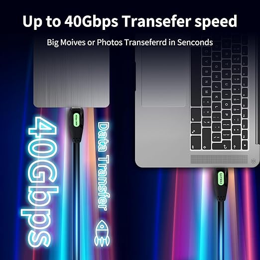6.6FT USB 4 Cable Compatible with Thunderbolt 4/3 Cable,240W Fast Charging Cable with 40Gbps Data Transfer, 8K60hz Video&HD Display,USB4/USB-C Cable Compatible with iPhone 15,Docking,Latop