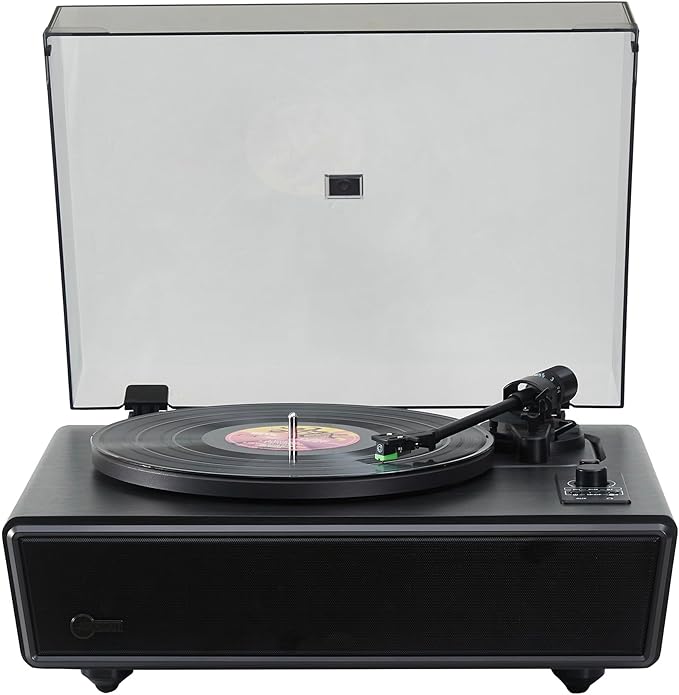 Arkrocket Huygens High Fidelity Bluetooth Record Player with Built-in Speakers Belt Drive Vinyl Turntable with Moving Magnet Cartridge, Bluetooth Input Output and Aux-in (Huygens Black)