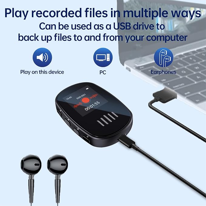 128GB Noise Reduction Voice Activated Recorder,Portable mini Recording Device,Power-on Password,Digital-Voice-Recorder with Playback,Timed Recording,Conference/Lecture/Classroom Learning