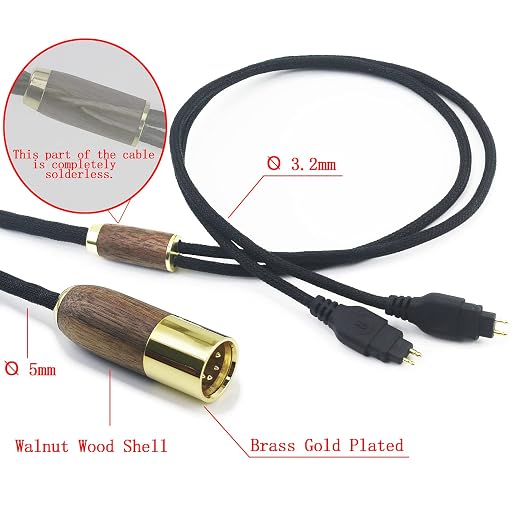 NewFantasia 6.6ft 4-pin XLR Balanced cable Replacement Audio Upgrade Cable Compatible with Sennheiser HD650 HD58X HD600 HD580 HD660S, HD6XX Headphone 6N OCC Copper Silver Plated cord Walnut Wood Shell