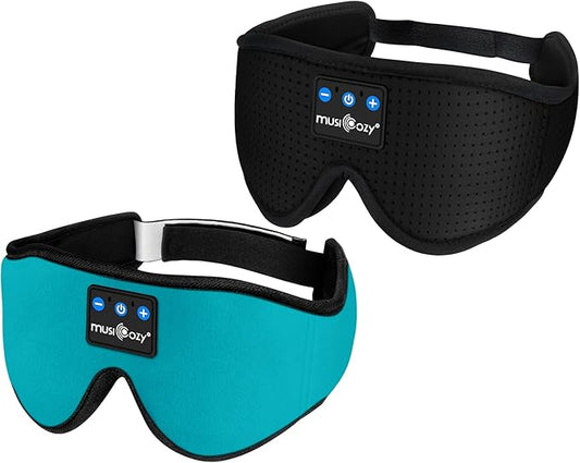 MUSICOZY Sleep Headphones Bluetooth 5.4 Headband Breathable 3D Sleeping Headphones, Wireless Eye Mask Sleep Earbuds for Side Sleepers Women Office Air Travel Cool Tech Gadgets Unique Gifts, Pack of 2