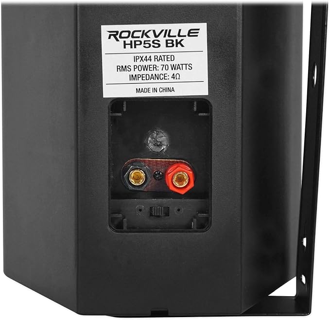 Rockville Pair HP5S BK 5.25" Outdoor/Indoor Wall Mount Speakers, 140W RMS/420W Peak, IPX44 Weatherproof, Swivel Brackets, for Patio, Home, or Commercial Use