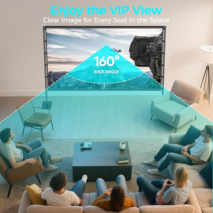 Outdoor Projector Screen with Black Backing - 120 inch Portable Projection Screen with Stand, 16:9 Wrinkle-Free Opaque Movie Screen with Carry Bag for Indoor Home Theater Backyard Cinema