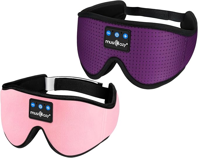 MUSICOZY Sleep Headphones Bluetooth Headband Breathable 3D Sleeping Headphones, Wireless Music Eye Mask Earbuds for Side Sleepers Women Office Air Travel Cool Tech Gadgets Unique Gifts, Pack of 2