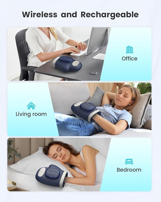 COMFIER Cordless Hand Massagerwith Heat and Compression, Updated Bigger Electric Hand Massage for Arthritis and Carpal Tunnel,Wrist Massage Used at Home,Office, 【2026】 Fathers Day Gift for Men,Blue