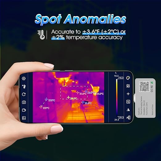 Mini Thermal Imaging Camera for Android 256x192 IR Resolution,640x480 Super Resolution Thermal Imaging Camera -15°Cto 600°C TEM Range for Smartphones(not for iOS) IP54