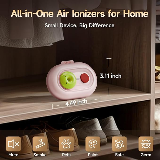 Refrigerator Deodorizer, Rechargeable Odor Eliminator | Safe low ozone ≤0.05ppm, 60-day run, 3 modes for car closet shoes fridge pet, outperforms baking soda & activated carbon