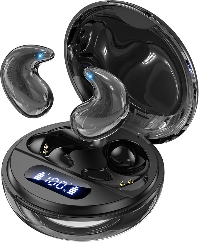 Sleep Earbuds for Side Sleepers, Invisible Flat Bluetooth Sleeping Earbuds, Zero Pressure White Noise Sleep Headphones, No Lights or Alerts, Tiny Hidden Earbuds for All Night Undisturbed Sleep