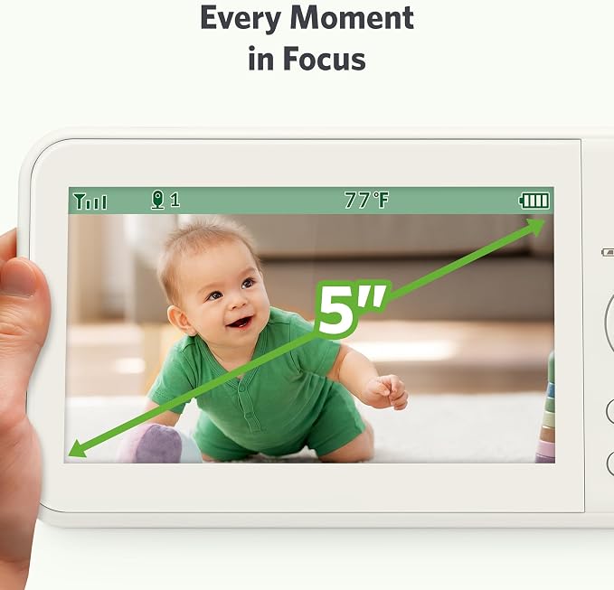 LeapFrog LeapView Twoo Video Baby Monitor (Non-WiFi), 5-Inch Screen, 360° Coverage Owl Camera | 31-Hr Battery, 1,000ft Range, Secure FHSS, VOX, Two-Way Talk, Temperature | Blue