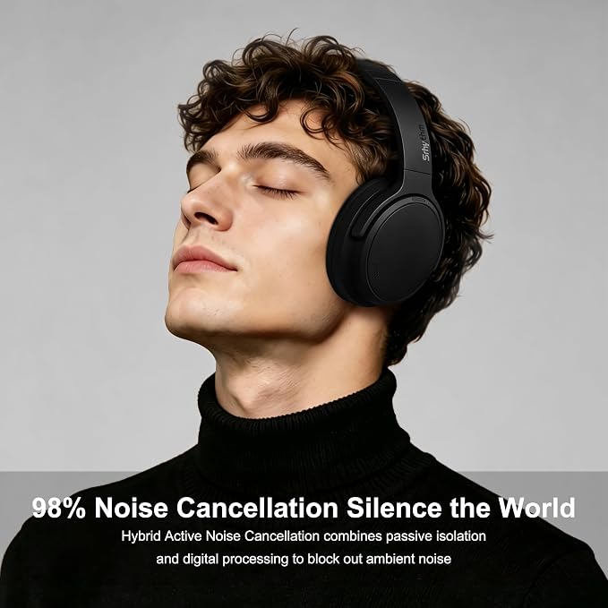Srhythm NiceComfort 35(2nd Gen)Noise Cancelling Headphones 4-Speakers 40kHz | HD Sound,140 Hours' Ultra-long Playtime for Travel,Bluetooth 6.0,5 Microphones ENC,Transparency,Spatial Audio,Low Latency