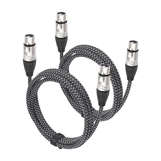 10FT 3-Pin XLR Female to Female Microphone Cord,XLR Female DMX Cable Patch Cords for Audio and Sound Equipments-2Pack