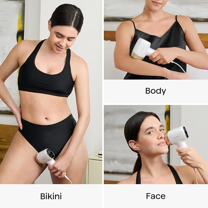 Wavytalk IPL Hair Removal Device, Bare It with Precision Roller for Face Body Bikini – Long-Lasting & Painless, 24J Dual-Pulse & Ice Cooling, At-Home Use for Women and Men, Corded