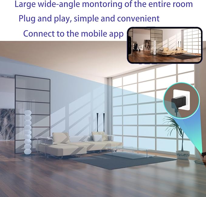USB Charger Hidden Camera 1080P, Indoor Security Camera with Night Vision and Motion Detection for Home & Baby Monitor