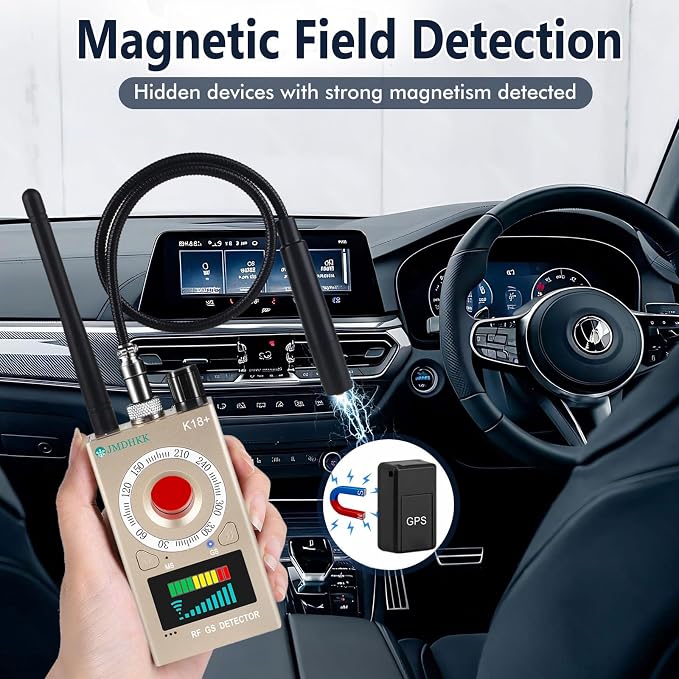 JMDHKK Hidden Camera Detector, Spy Camera Finder, Bug Detector, Magnetic Field Sensor, Listening Device Detector – Privacy Protection Tool for Home, Office, Hotel, and Travel Security(Gold)