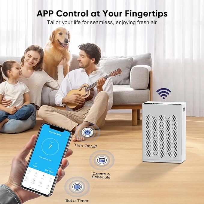 DAYETTE Air Purifiers for Home Large Room Up to 1800 Ft² with Fragrance, Smart WiFi Alexa Control,Auto Mode, HEPA 14 Air Purifier with Washable Prefilter for Bedroom, Dorm Room, Pets, Office