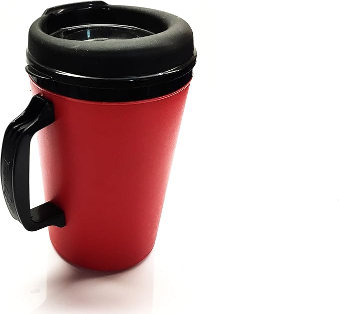 2 ThermoServ Foam Insulated Coffee Mug 20 oz w/Lids (1) Blue & (1) Red