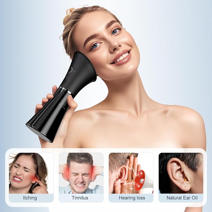 Electric Ear Wax Removal System, Water Powered Ear Cleaning Tool with Irrigation Flusher, 6 Tips, 4 Pressure Settings - Safe & Effective for Ear Wax Buildup Flushing and Cleaning