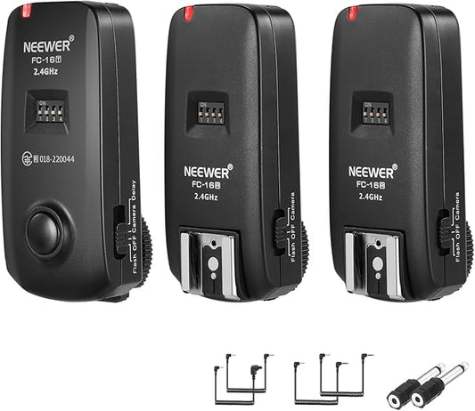 NEEWER FC-16 2.4G Wireless Camera Shutter Studio Flash Trigger with Two Receivers, Compatible with Canon Rebel T3 XS T4i T3i T2i Xsi EOS 1100D Mark IV 1D Mark III 5D Mark III 5D Mark II 50D 40D