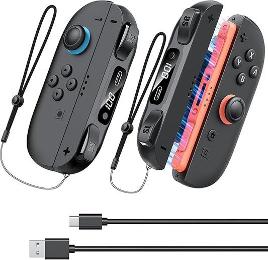 Switch 2 Joypad Charging Grip with Built-in 3700 mWH Battery - 3.5H Fast Charging with LED Display, Enlarged SR/SL Buttons, Charging While Playing (Black & Black)
