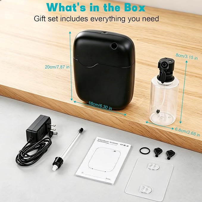 Waterless Essential Oil Diffuser, Bluetooth Smart Cold Air Scent Machine with 400ml Oil Bottle, 2000 Sq.Ft Coverage Aromatherapy Diffusers for Large Room Home Hotel Office Spa with App Control (Black)