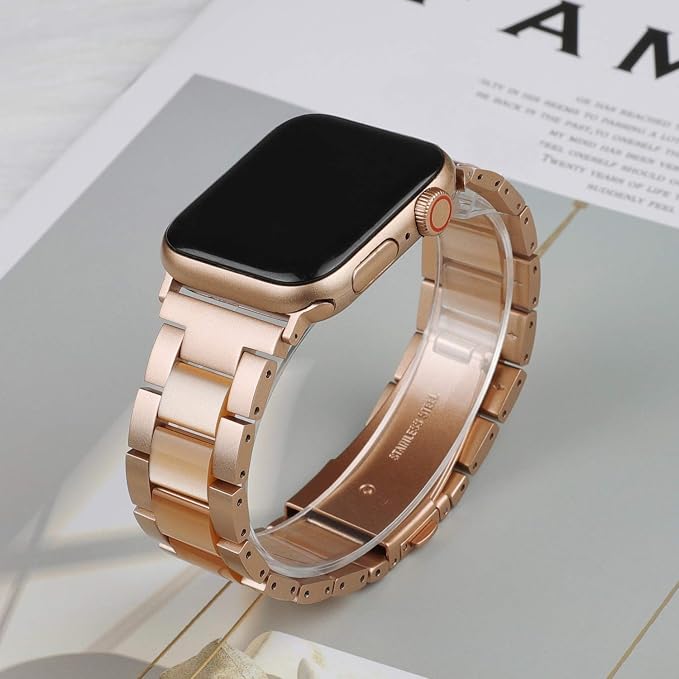 Wearlizer Compatible with Apple Watch Bands 38/40/41/42mm Womens Wristband for iWatch SE Strap Stainless Steel Gold Resin Stylish Metal Replacement for iWatch Series 11 10 9 8 7 6 5 4 3 SE/Ultra 3 2 1