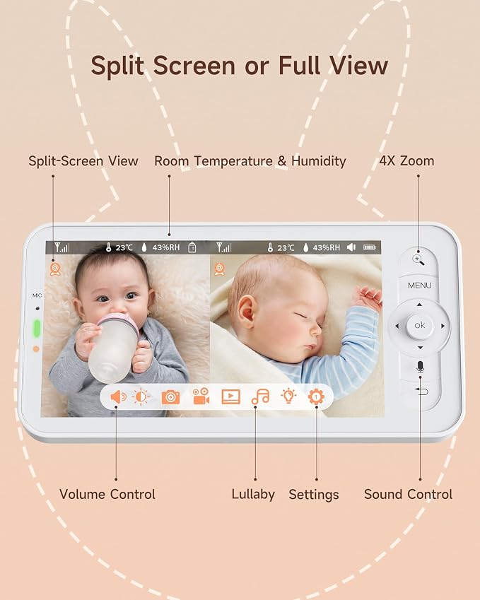 ARENTI 2026 Upgraded 4MP 5G WiFi Baby Monitor with App, Colorful Night Light, 2-Way Audio, Motion Detection & Auto Tracking, Alert Zone, Temp&Humidity Sensor, App Control