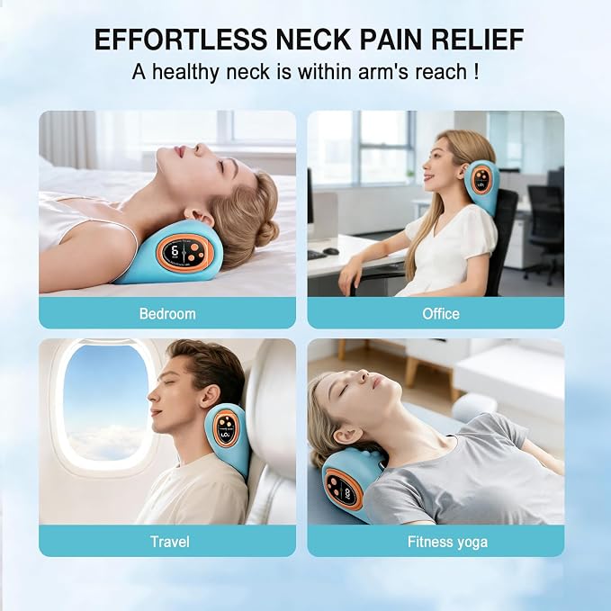 Neck Massager 2026 New Upgrade, 3-in-1 Heat, Pulse & Vibration Modes, Ergonomic Electric Neck and Shoulder Massager for Pain Relief & Relaxation at Home, Office, Travel
